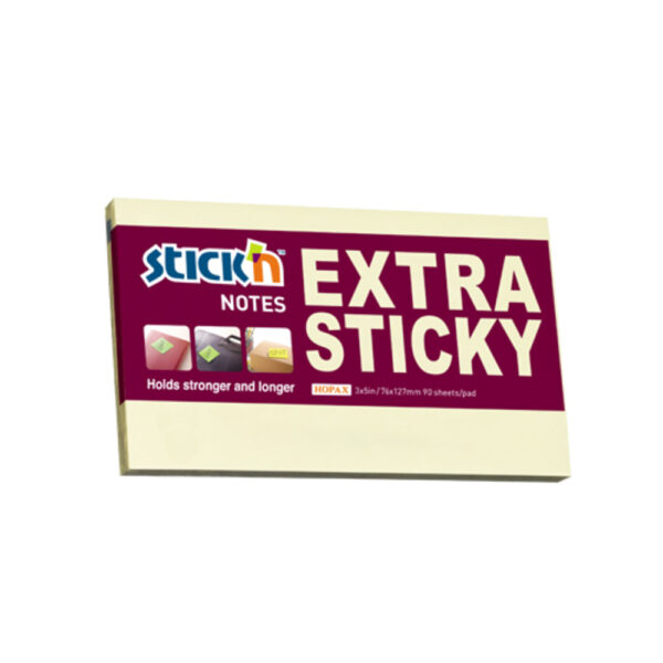 Notes autoadeziv extra-sticky 76 x 127mm, 90 file, Stick”n