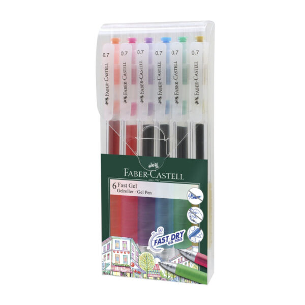 Set 6 Buc Pix Cu Gel 0.7mm Fast Gel Faber-Castell