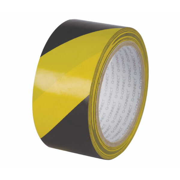 Banda adeziva 48mm x 20m, pentru avertizare, Q-Connect Safety Warning – negru/galben