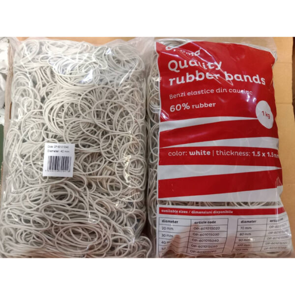 Elastice pentru bani, 60% cauciuc, 1kg/punga,  grosime 1.5mm x 1.5mm, Optima