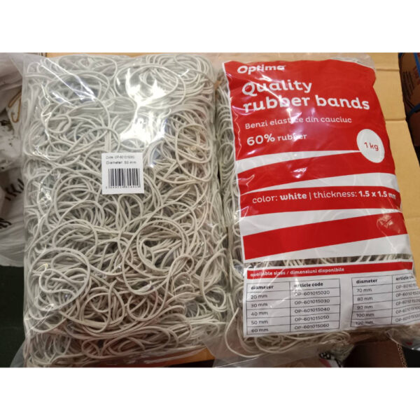 Elastice pentru bani, 60% cauciuc, 1kg/punga,  grosime 1.5mm x 1.5mm, Optima